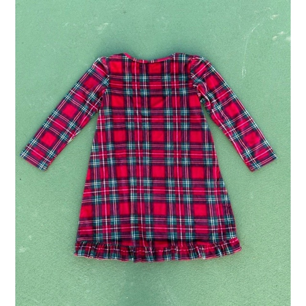 The Childrens Place Girls Red Plaid Fleece Nightgown Ruffle Hem Size 7/8 M - Picture 3 of 3